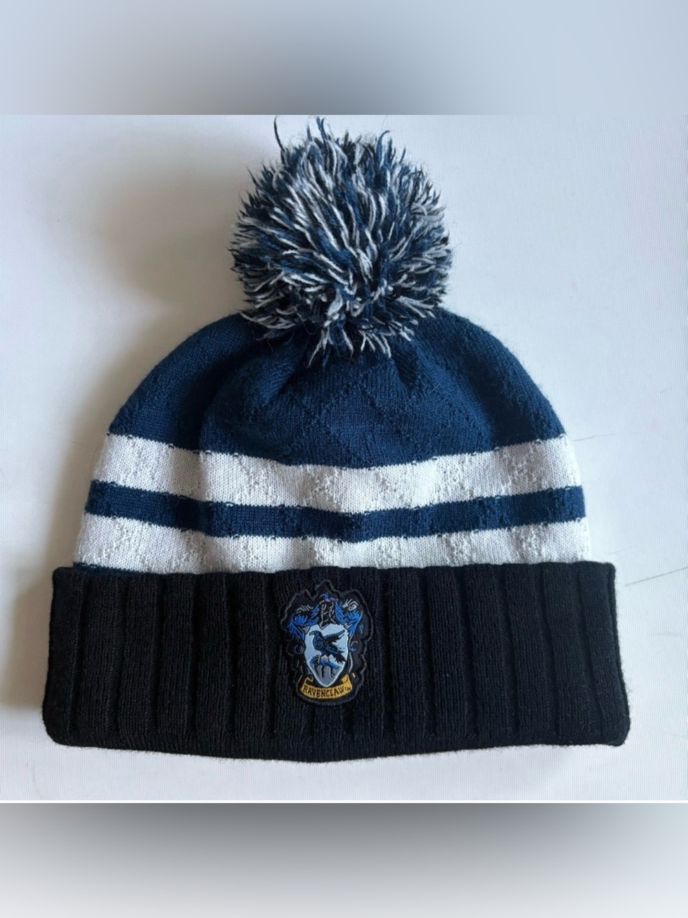 Ravenclaw Rounded Crown Cuff Pompom Beanie OS